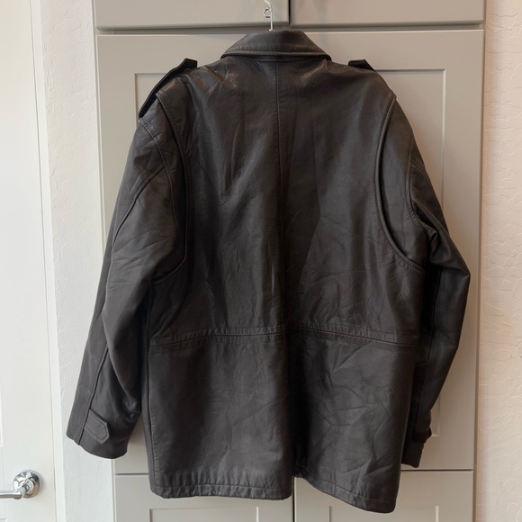 Cooper Genuine Real Leather US Army Field Zip Button Jacket Brown Size Large - Picture 2 of 9